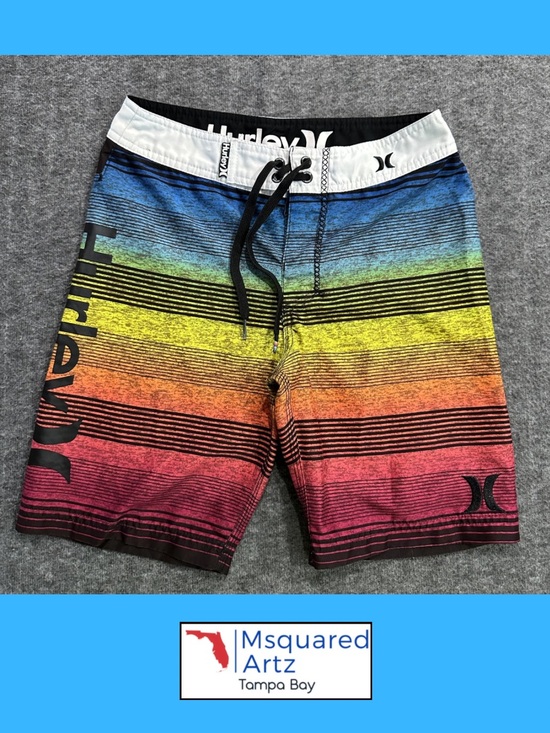 Hurley Other - Hurley Youth Board Shorts Size 8/24 Multicolor Striped Swim Trunks